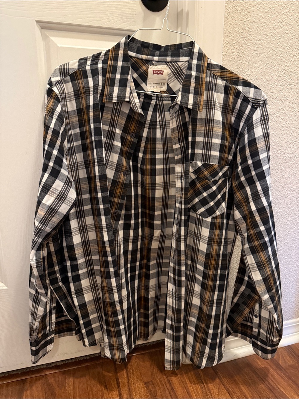Levi's Black, White & Brown Plaid Button-Down Shirt